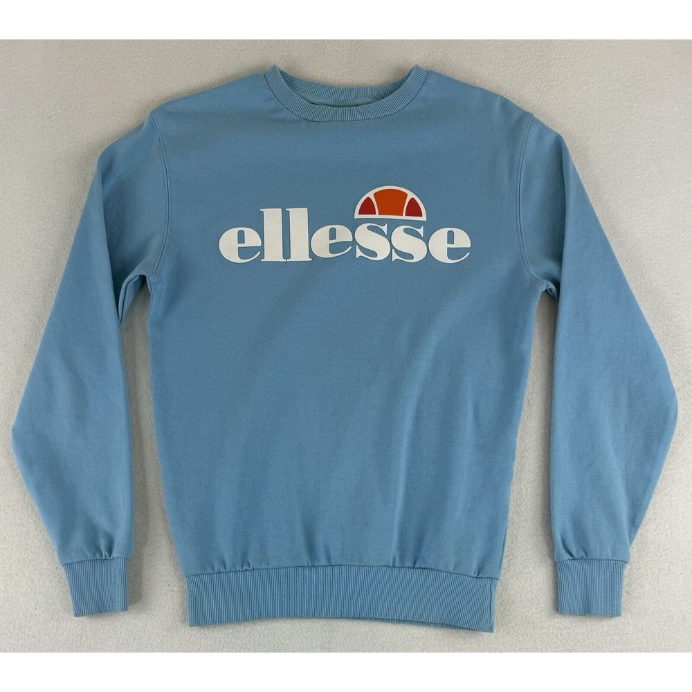 Ellesse Light Blue Crewneck Sweatshirt with White Logo and Orange Accent